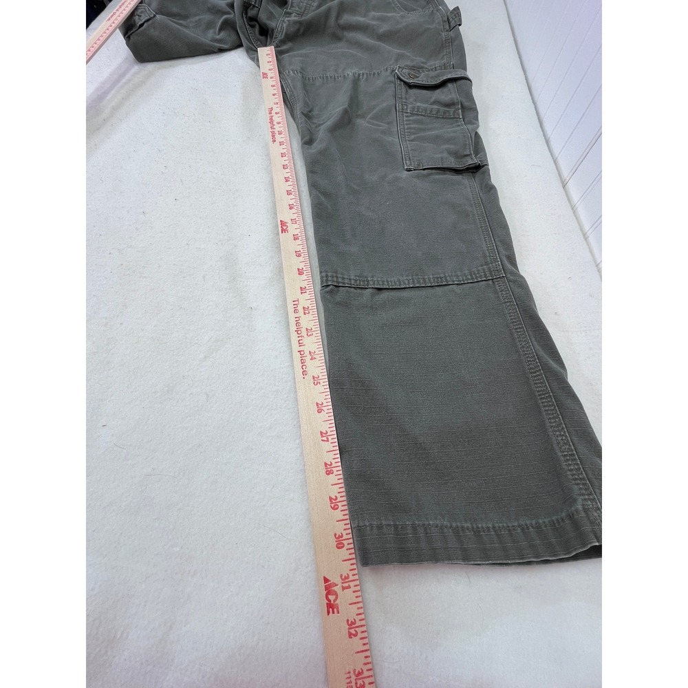 Carhartt Relaxed Fit Work Pants Canvas Cargo Pockets Olive Green Men 38x32 Heavy - Picture 10 of 12